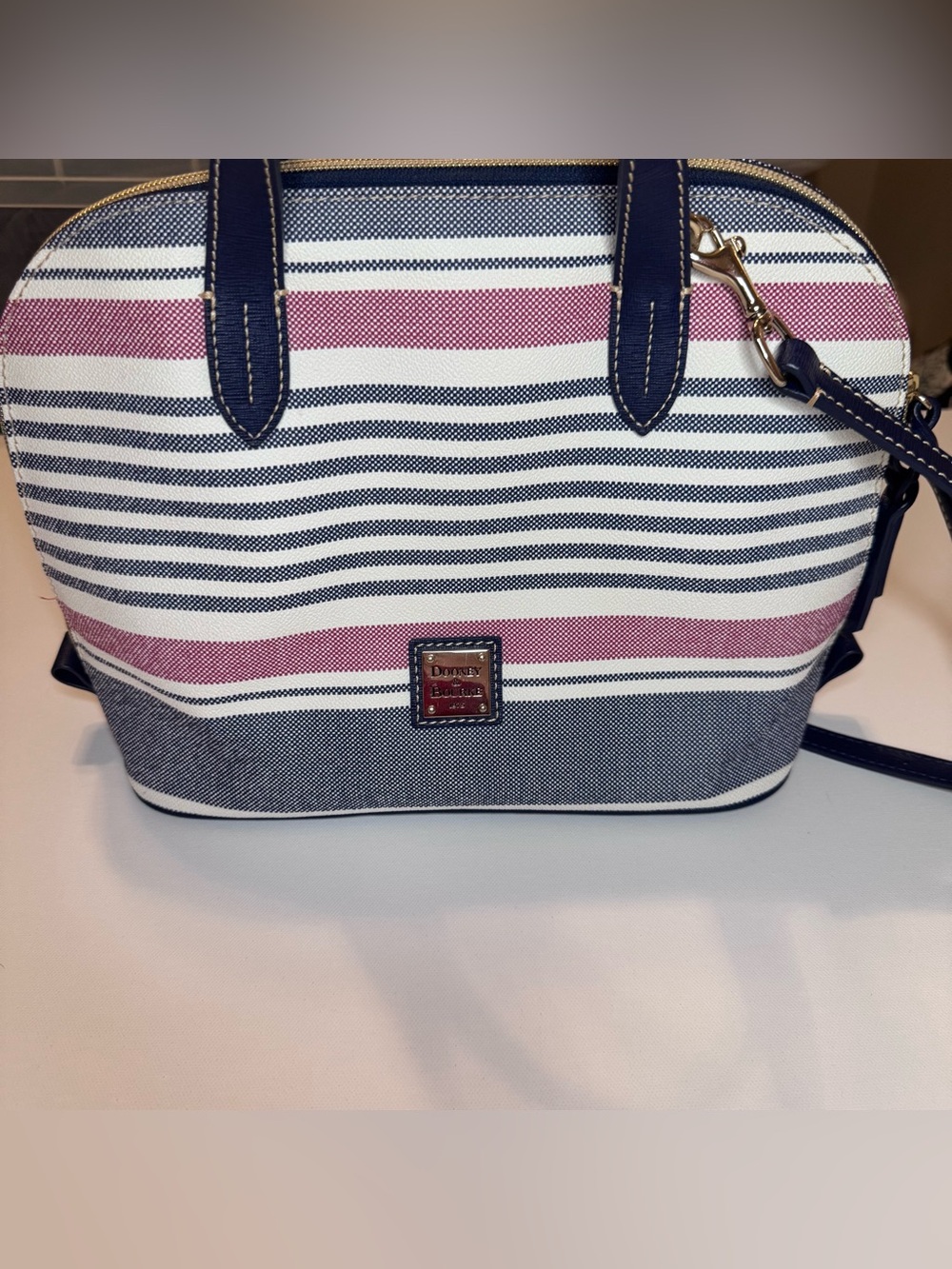 Dooney & Bourke Navy and Red Striped Purse